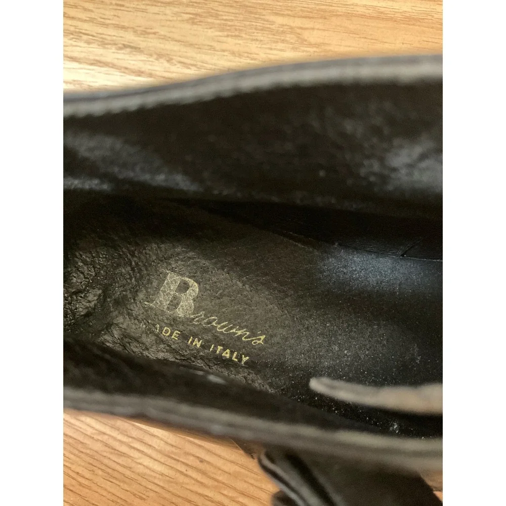 Browns Italy Black Leather Buckle Ankle Boots Pointed Toe Cone Heel Size 38